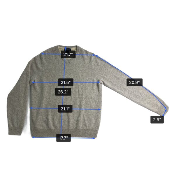 Nordstrom Mens Gray Cashmere V-Neck Sweater Soft Lightweight Excellent Size L - Picture 6 of 7
